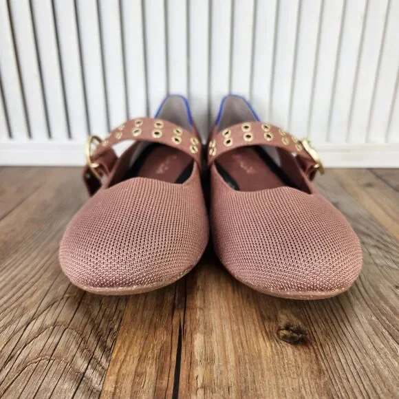 Rothy's The Ballet Mary Jane Flats Womens Size 9 Hazel Gold Buckle Comfort Shoes - Picture 2 of 9